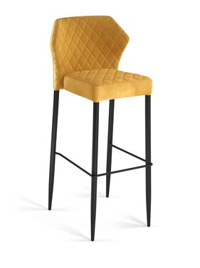 FEROS Barhocker Louis Velour Gelb, gepolstert, feuerhemmend, BTH 500 x 470 x 1050 mm