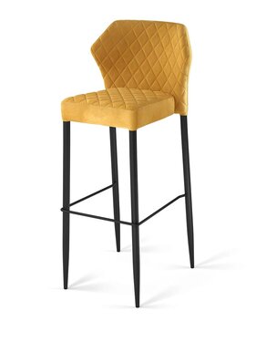 FEROS Barhocker Louis Velour Gelb, gepolstert, feuerhemmend, BTH 500 x 470 x 1050 mm