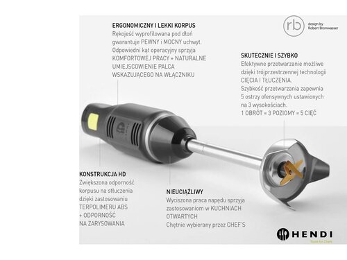 Hendi Blend Stabmixer, 6 Geschwindigkeitsstufen, bis 13.500 U/Min, f�r 1-8 Liter
