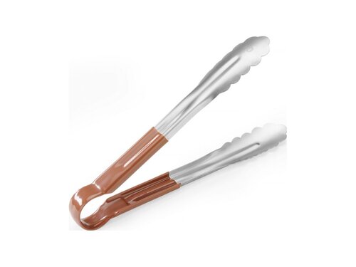 Servierzange HACCP, Edelstahl mit PVC Beschichtung, Braun, L�nge 250 mm