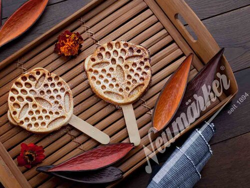 Neum�rker Thermocook� Waffeleisen mit Waffel-B�rchen am Stiel Wechselplatten f�r 4 Waffeln � � 120 x H 18 mm