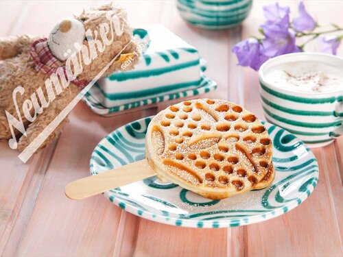 Neum�rker Thermocook� Waffeleisen mit Waffel-B�rchen am Stiel Wechselplatten f�r 4 Waffeln � � 120 x H 18 mm