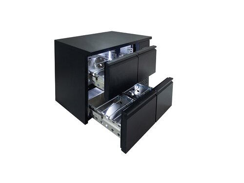 vaiotec EASYLINE Barkühltisch mit 4 Schubladen, 203 Liter, Umluftkühlung, Schwarz, BTH 1465 x 520 x 840 mm
