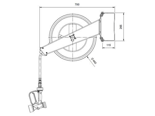 vaiotec TOPLINE Schlauchaufroller mit 20 m Schlauch, Geh�use und Brause, Wandmontage