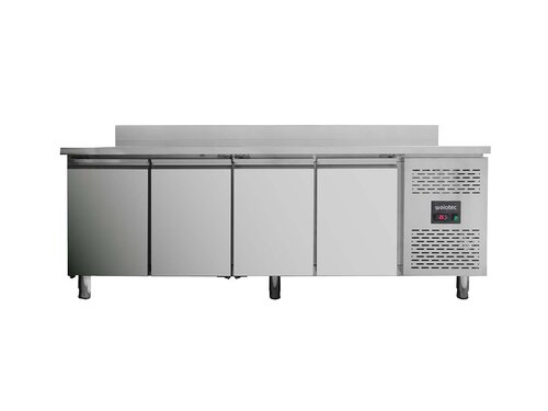 vaiotec Kühltisch BASIC mit 4 Türen, für GN1/1, mit Aufkantung, Umluftkühlung, 421 Liter, BTH 2230 x 700 x 850 mm