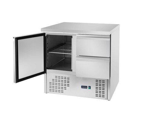 Kühltisch BASIC Mini, 1 Tür, 1 Schubladenblock, 147 Liter, statische Kühlung, BTH 900 x 700 x 850 mm