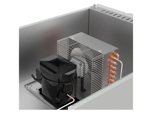 vaiotec TOPLINE 700 Edelstahl Kühlschrank mit Glastür, 645 Liter, für GN 2/1, Umluftkühlung, BTH 660 x 854 x 2110 mm
