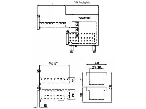vaiotec TOPLINE 700 Tiefk�hltisch, 2 Schubladen, 1 T�r f�r GN 1/1, 265 Liter, mit Aufkantung, BTH 1360 x 700 x 900 mm
