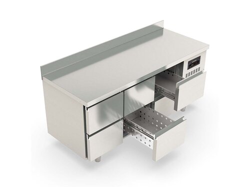 vaiotec TOPLINE 700 Kühltisch, 6 Schubladen für GN 1/1, 403 Liter, mit Umluftkühlung und Aufkantung, BTH 1795 x 700 x 850 mm