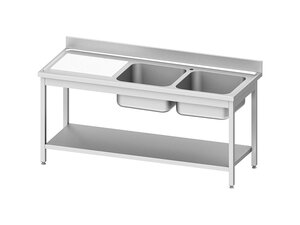 Edelstahl Sp�ltisch BASIC mit 2 Becken rechts und...