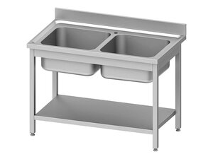 Edelstahl Sp�ltisch BASIC mit 2 Becken mittig und...