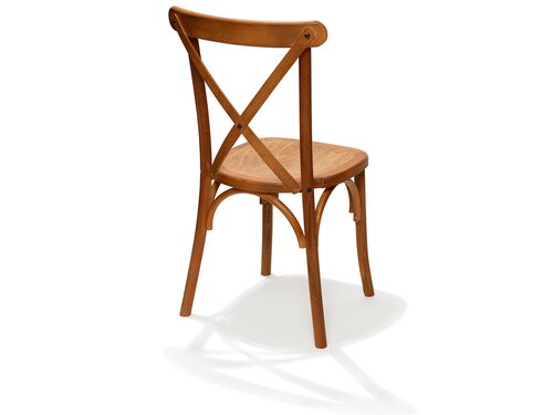 Stuhl Crossback, aus Massivholz, helles Braun, stapelbar, BTH 480 x 470 x 880 mm