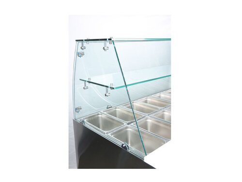 Saladette BASIC, 2 Türen, Inhalt 240 Liter, mit Glasaufsatz und Schneidebrett, BTH 900 x 700 x 850 mm