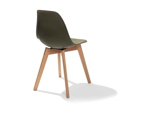 FEROS Stapelstuhl Keeve, Sitzschale Gr�n, Birkenholz-Gestell, BTH 470 x 530 x 830 mm