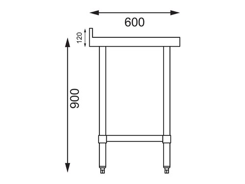 Edelstahl Arbeitstisch mit Aufkantung und Grundboden, Selbstmontage, BTH 1800 x 600 x 850 mm