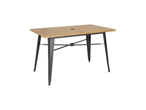 Outdoor Tisch, mit aluminium Tischplatte in Holzoptik, 1200 x 763 mm, 50mm Loch fr Sonnenschirm