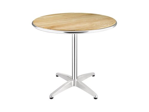 Tisch, aus Aluminium und Eschenholz, rund, BTH 800 x 720 mm