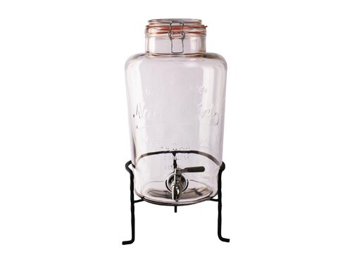 Getränkespender aus Glas mit Drahtgestell, Inhalt 8,5 Liter