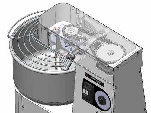 Prismafood Teigmaschine IBV15, stufenlose Geschwindigkeit, 16 Liter Kessel, Edelstahl, BTH 385 x 670 x 725 mm