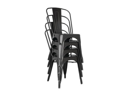 4er - Set Stahl Bistrostühle, Farbe Schwarz, stapelbar, Sitzhöhe 44 cm