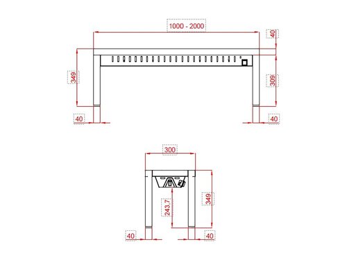 vaiotec TOPLINE 300 W�rmebr�cke, 1 Etage, 2 Heizelemente, BTH 1000 x 300 x 350 mm