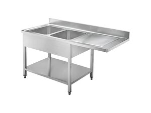 vaiotec TOPLINE 700 Sp�lzentrum, 2 Becken links, Grundboden, BTH 2000 x 700 x 850 mm