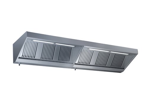 Wandhaube LED Beleuchtung, Trapezform, Edelstahl, BTH 3200 x 900 x 450 mm