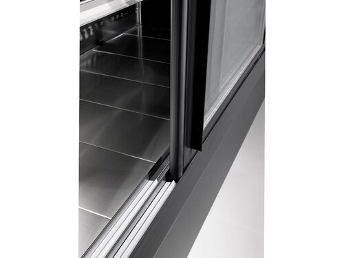 Diamond Padova Line, Wandk�hlregal geschlossen - Schwarz, 2,70 m�, mit 3 Ausstellb�den und Schiebet�ren aus Glas, BTH 2000 x 570 x 2000 x mm