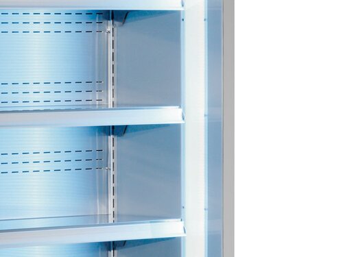 Diamond Padova Line, Wandk�hlregal geschlossen - Grau, 1,45 m�, mit 3 Ausstellb�den und Schiebet�ren aus Glas, BTH 1000 x 570 x 2000 x mm