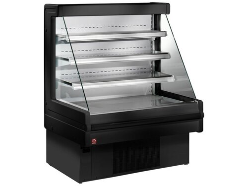 Diamond Mandy Plus, Wandk�hlregal offen - Schwarz, 2,04 m� mit 3 verstellbaren B�den, digitales Display, BTH 1500 x 750 x 1290 x mm