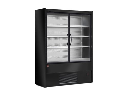 Diamond Modena Line, Wandk�hlregal, Fl�gelt�ren, Schwarz, 1,47 m�, 3 Einlegeb�den, LED-Beleuchtung,BTH 1200 x 570 x 2000 x mm