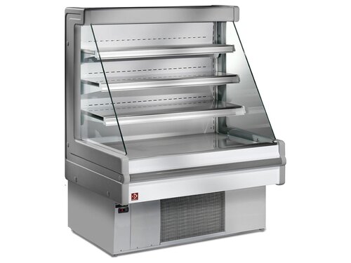 Diamond Mandy Plus, Wandk�hlregal offen - Silber, 1,65 m� mit 3 verstellbaren B�den, digitales Display, BTH 1200 x 750 x 1290 x mm
