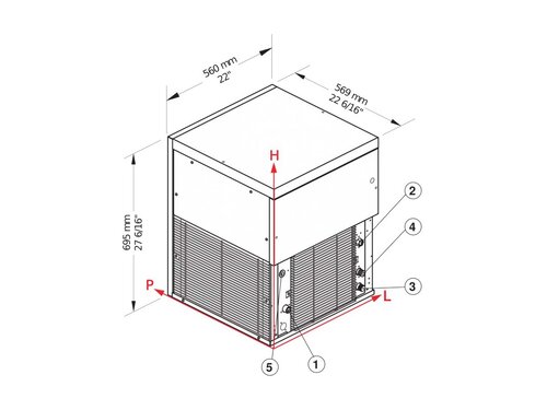 Brema Flockeneisbereiter, 510 kg / 24 h, luftgek�hlt, ohne Eisvorratsbeh�lter, R452a, BTH 560 x 569 x 695 mm