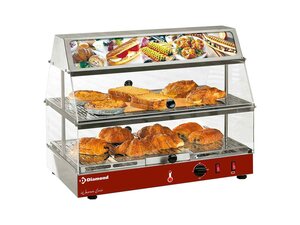 Diamond W�rmevitrine mit Leuchttafel, Edelstahl, 2...