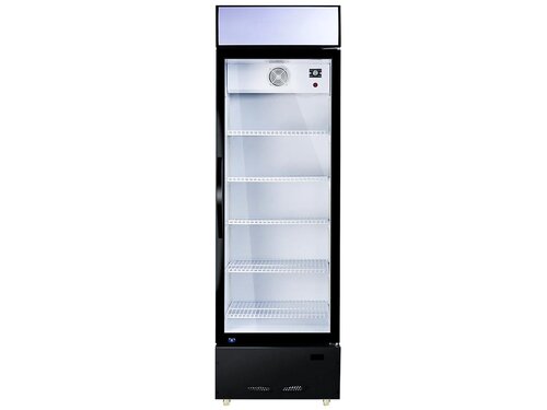 vaiotec EASYLINE 290 Getränkekühlschrank schwarz mit Glastür und Werbedisplay, 290 Liter, Umluftkühlung, BTH 600 x 572 x 1825 mm