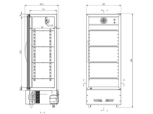Getränkekühlschrank Basic mit Glastür, 290 Liter, schwarz, BTH 600 x 572 x 1730 mm