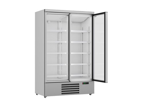 Glast�rk�hlschrank auf Rollen, mit 2 T�ren, Inhalt 1000 Liter, Wei�, BTH 1253 x 710 x 1997 mm