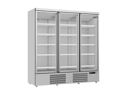Glast�rk�hlschrank auf Rollen, mit 3 T�ren, Inhalt 1530 Liter, Wei�, BTH 1880 x 710 x 1997 mm