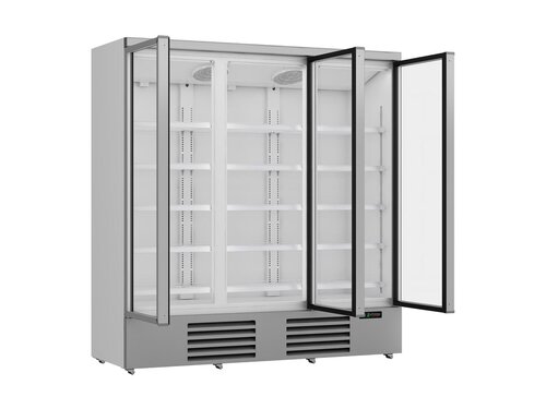 Glast�rk�hlschrank auf Rollen, mit 3 T�ren, Inhalt 1530 Liter, Wei�, BTH 1880 x 710 x 1997 mm