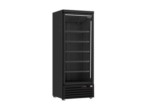Glast�rk�hlschrank auf Rollen, mit 1 T�r, Inhalt 600 Liter, Schwarz, BTH 750 x 710 x 1997 mm