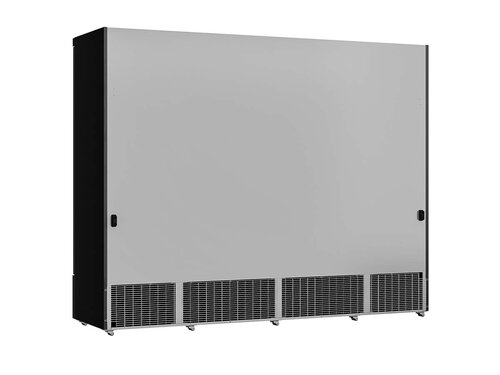 Glast�rk�hlschrank auf Rollen, mit 4 T�ren, Inhalt 2025 Liter, Schwarz, BTH 2508 x 710 x 1997 mm