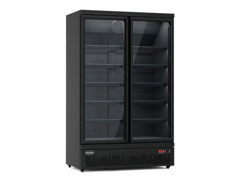 Gefrierschrank auf Rollen, mit 2 Glast�ren, Inhalt 1000 Liter, Schwarz, BTH 1253 x 710 x 1997 mm