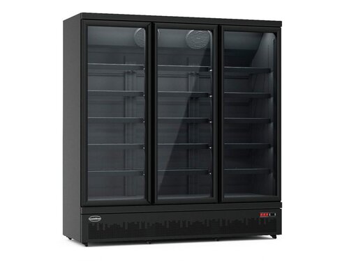 Gefrierschrank auf Rollen, mit 3 Glast�ren, Inhalt 1450 Liter, Schwarz, BTH 1880 x 710 x 1997 mm