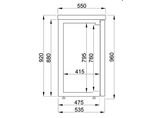 Flaschenkühltisch Schwarz, 4 Türen, Inhalt 680 Liter, BTH 2490 x 550 x 950 mm