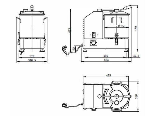 vaiotec EASYLINE Cutter 12 Liter, 1100 - 2200 U/min, vollst�ndig aus Edelstahl, BTH 290 x 470 x 530 mm