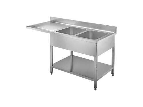 vaiotec EASYLINE 600 Sp�lzentrum, 2 Becken rechts, Grundboden, BTH 1600 x 600 x 850 mm