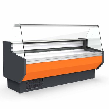 vaiotec TOPLINE 250 K�hltheke mit gerader Frontverglasung, statische K�hlung, Farbe orange, BTH 2465 x 800 x 1230 mm