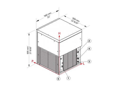 Brema Nuggeteisbereiter 440 kg / 24 h, luftgek�hlt, ohne Eisvorratsbeh�lter, R452a, BTH 560 x 569 x 695 mm