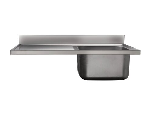 Sp�labdeckung Edelstahl, 1 Becken rechts, Aufkantung, BTH 1200 x 600 x 250 mm