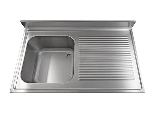 Sp�labdeckung Edelstahl, 1 Becken links, Aufkantung, BTH 1400 x 600 x 250 mm